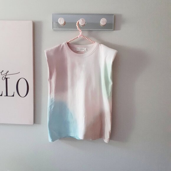 EUC Retrod tie dye cotton padded shoulder muscle top, M - Picture 5 of 8